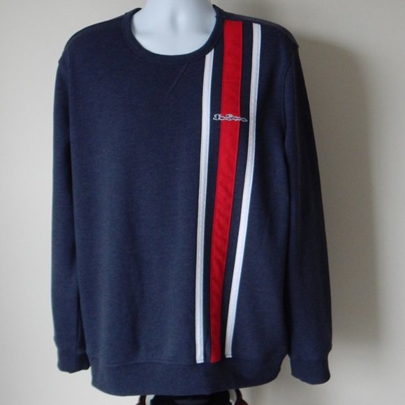 NWT Ben Sherman Original Logo Striped Pullover Fleece Sweatshirt Navy Heather XL - Picture 3 of 7